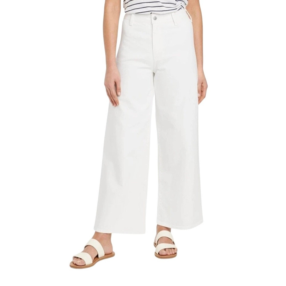 Universal Thread Women's White Sailor High Rise Wide Leg Ankle Jeans Size 12